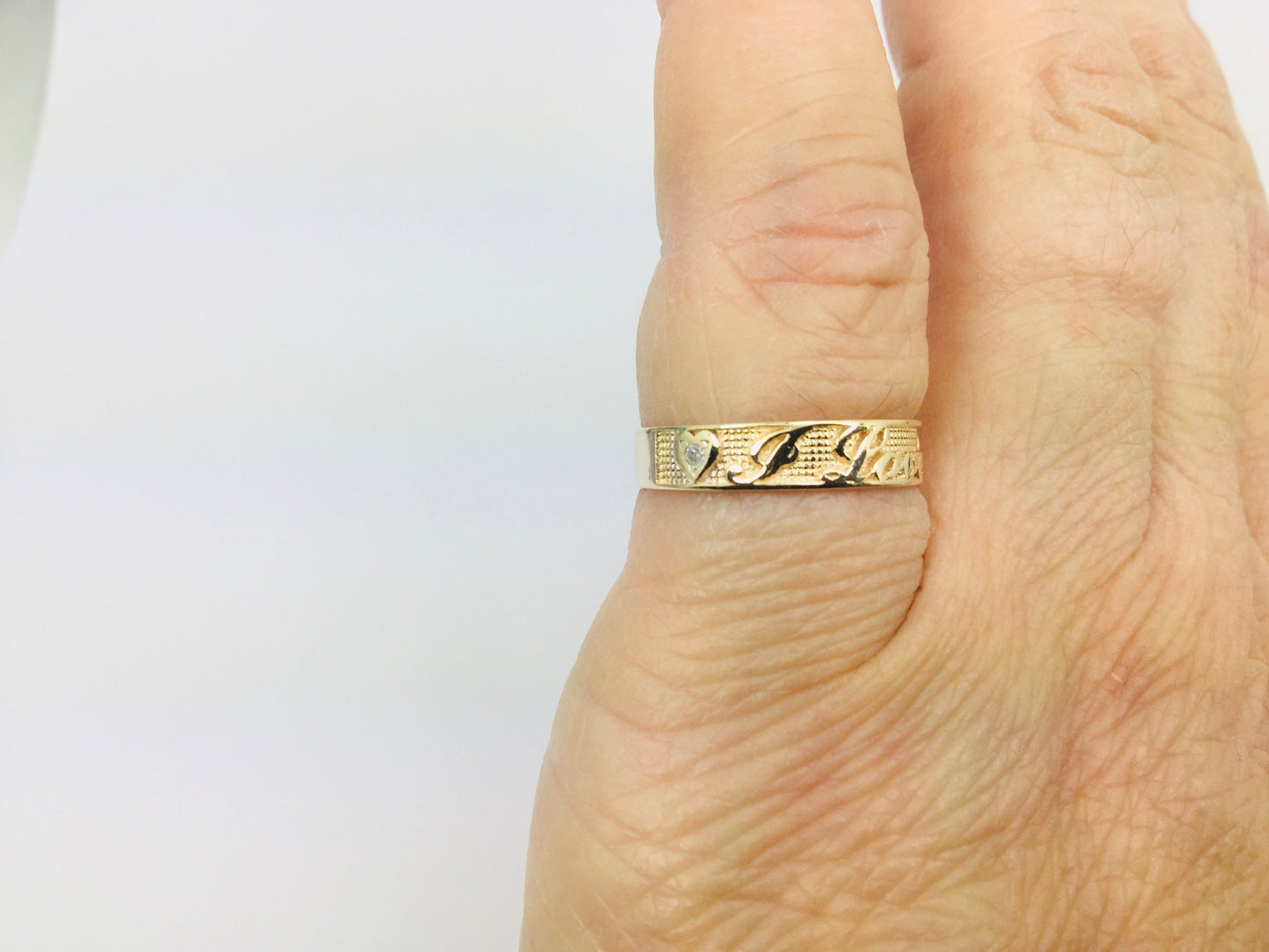 10k Yellow Gold 'I Love You' Heart and Diamond Ring