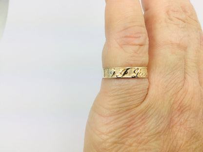 10k Yellow Gold 'I Love You' Heart and Diamond Ring