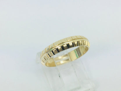 14k Yellow Gold Custom Diamond Cut Band Ring