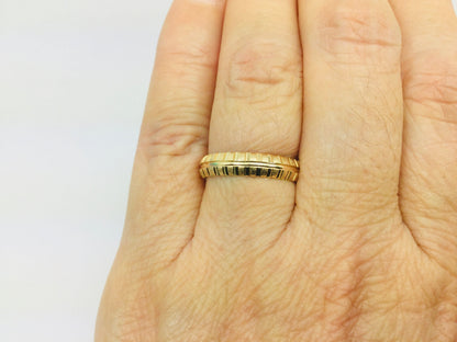 14k Yellow Gold Custom Diamond Cut Band Ring