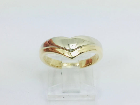 14k Yellow and White Gold Chevron Band Ring