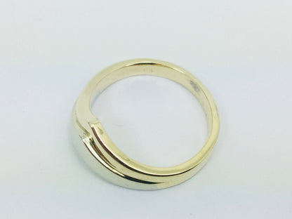 14k Yellow and White Gold Chevron Band Ring