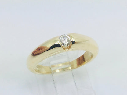 14k Yellow Gold Round Cut 16pt Diamond Solitaire Band Ring