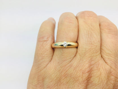 14k Yellow Gold Round Cut 16pt Diamond Solitaire Band Ring