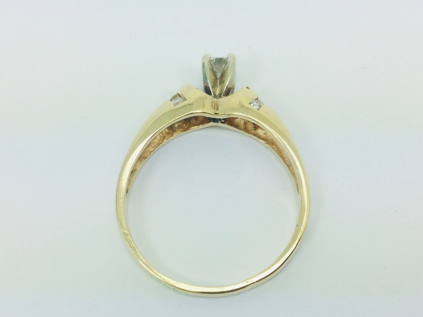 14k Yellow Gold Round Cut 0.32ct Diamond Solitaire with Accents Ring