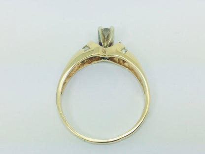 14k Yellow Gold Round Cut 0.32ct Diamond Solitaire with Accents Ring