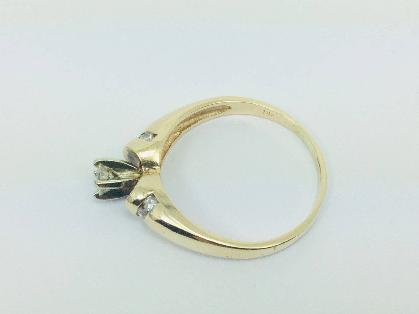 14k Yellow Gold Round Cut 0.32ct Diamond Solitaire with Accents Ring