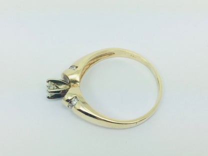 14k Yellow Gold Round Cut 0.32ct Diamond Solitaire with Accents Ring