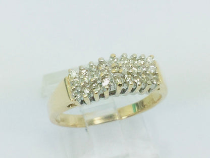 14k Yellow Gold Round Cut 27pt Diamond Cluster Row Set Ring