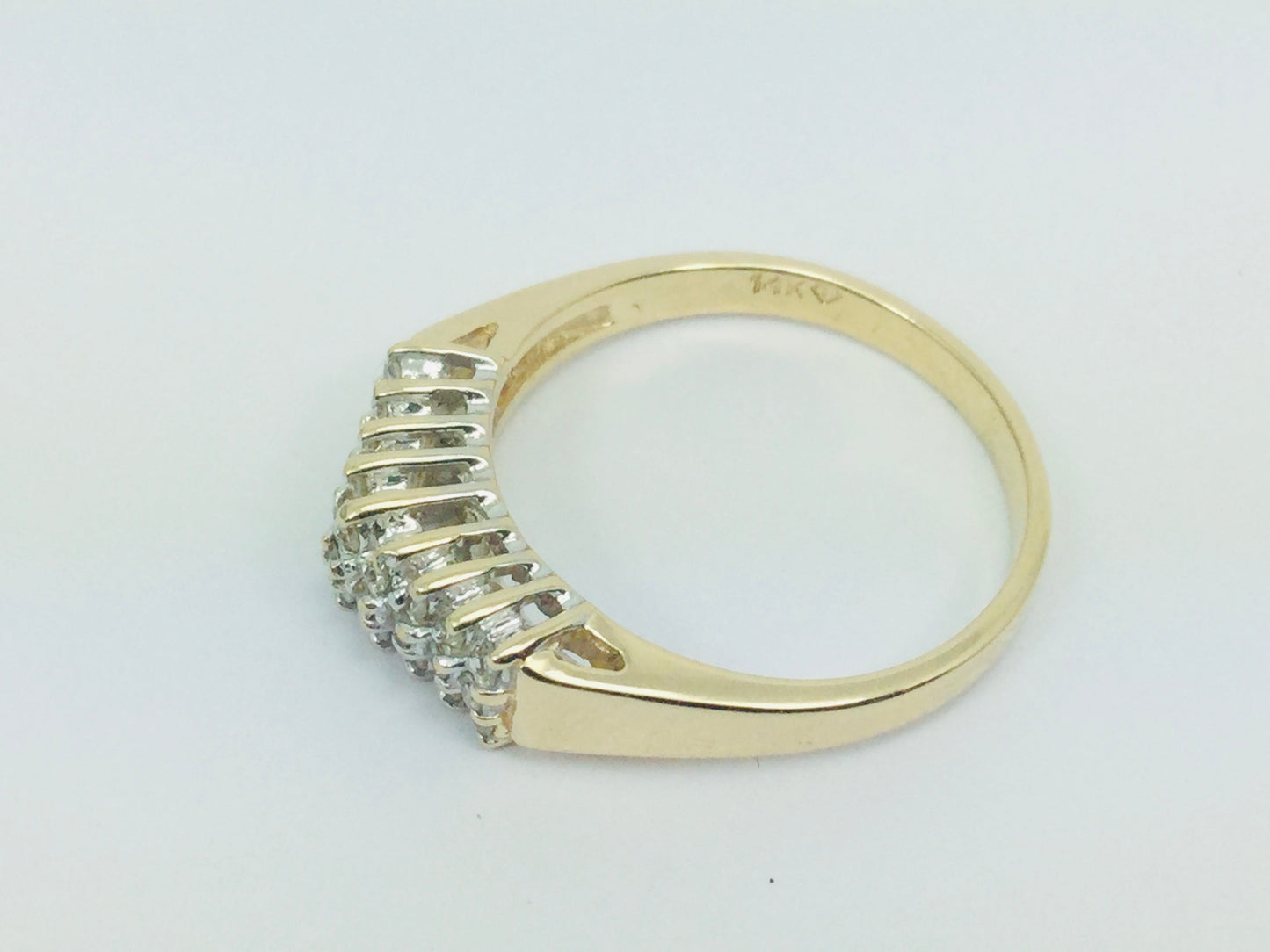 14k Yellow Gold Round Cut 27pt Diamond Cluster Row Set Ring