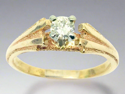 14k Yellow Gold Round Cut 0.16ct Diamond Solitaire Ring