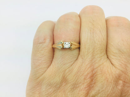 14k Yellow Gold Round Cut 0.16ct Diamond Solitaire Ring