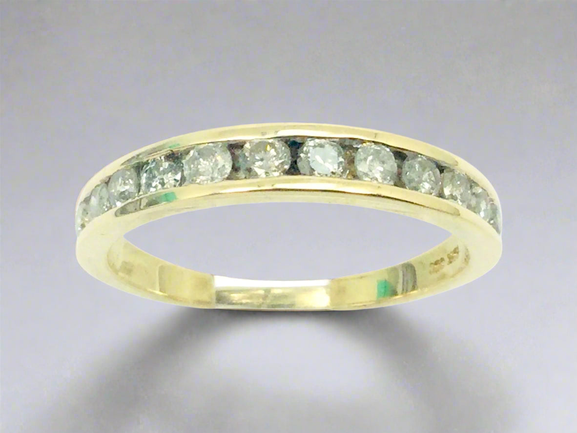 10k Yellow Gold Brilliant Cut 48pt Channel Set Diamond Ring