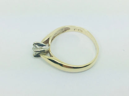10k Yellow Gold Round Cut 0.18ct Diamond Solitaire Ring
