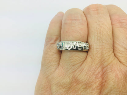 10k White Gold 'Love' 12pt Diamond Heart Ring