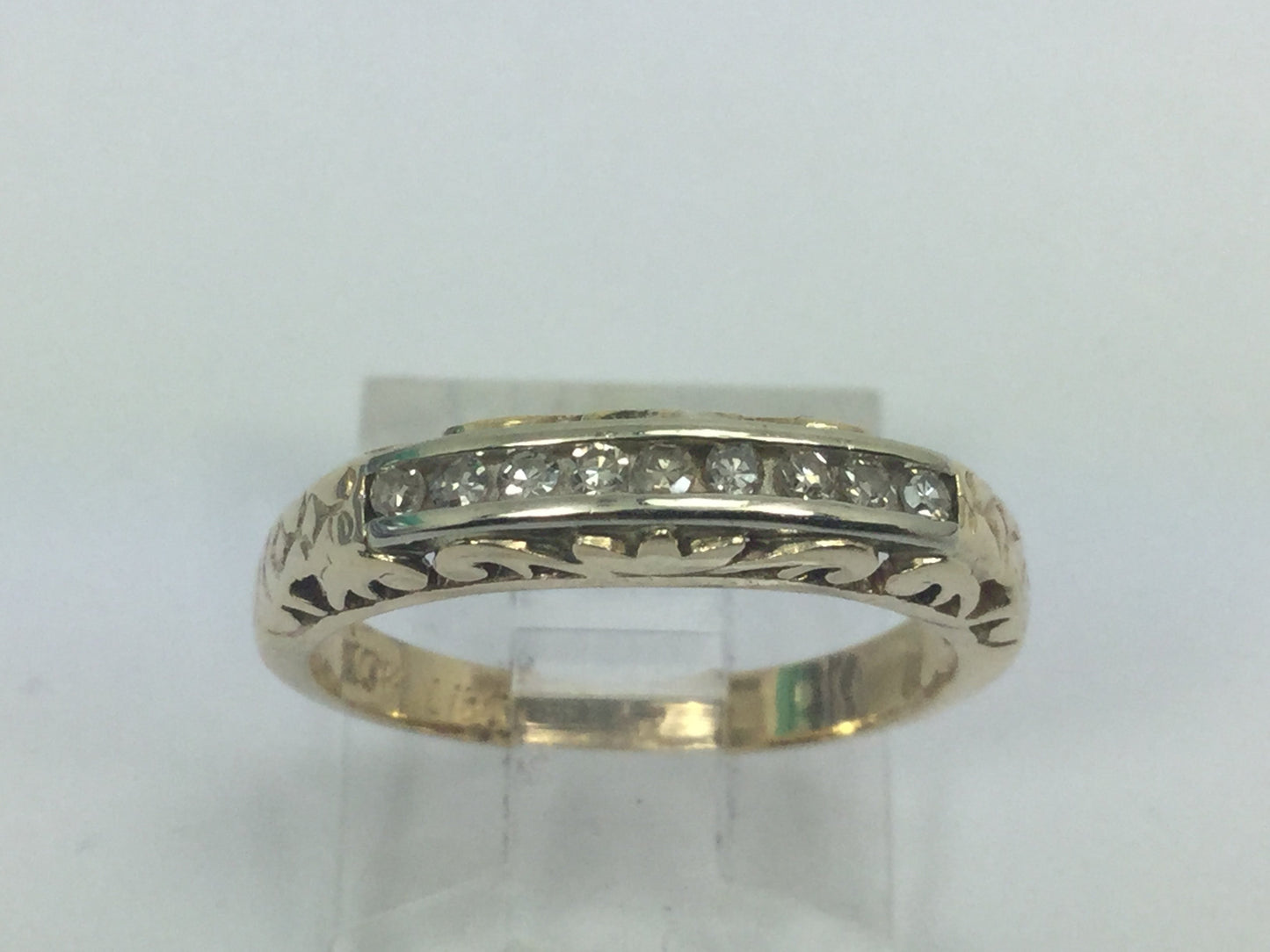 10k Yellow Gold Brilliant Cut 18pt Channel Set Diamond Ring