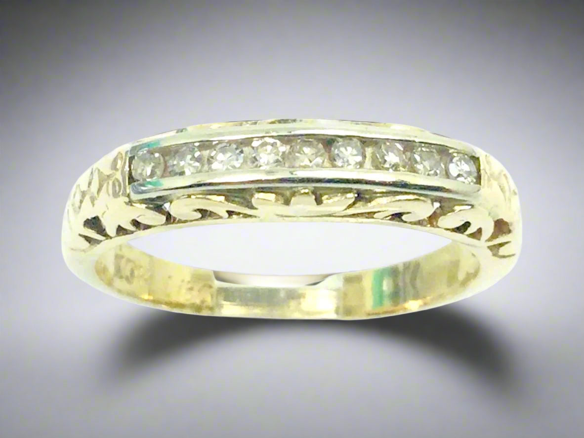 10k Yellow Gold Brilliant Cut 18pt Channel Set Diamond Ring