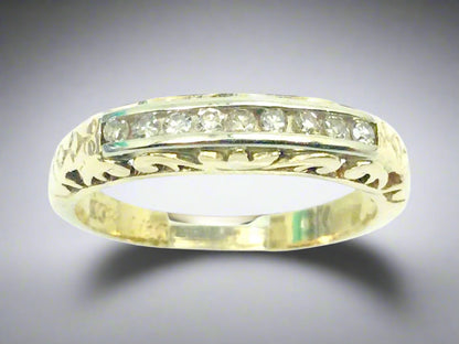 10k Yellow Gold Brilliant Cut 18pt Channel Set Diamond Ring
