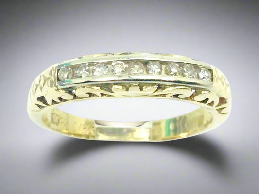 10k Yellow Gold Brilliant Cut 18pt Channel Set Diamond Ring