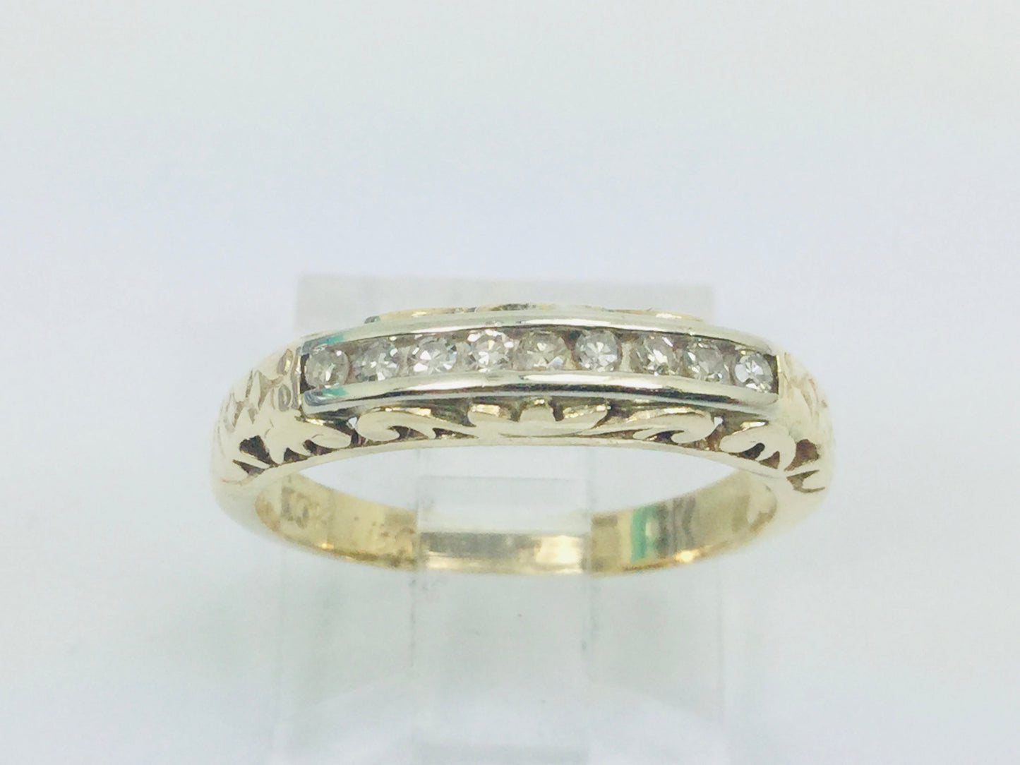 10k Yellow Gold Brilliant Cut 18pt Channel Set Diamond Ring