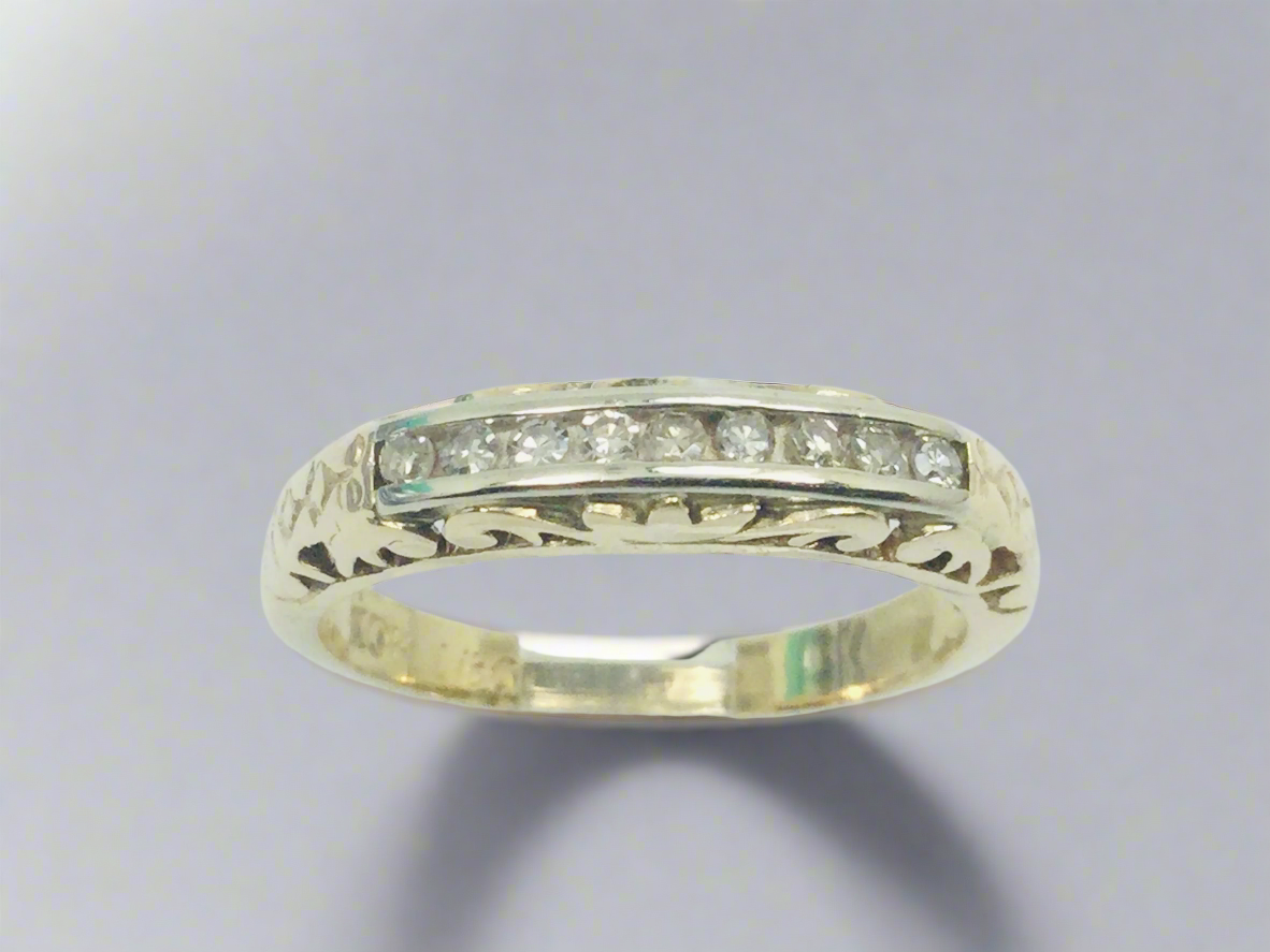 10k Yellow Gold Brilliant Cut 18pt Channel Set Diamond Ring