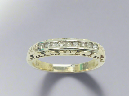 10k Yellow Gold Brilliant Cut 18pt Channel Set Diamond Ring