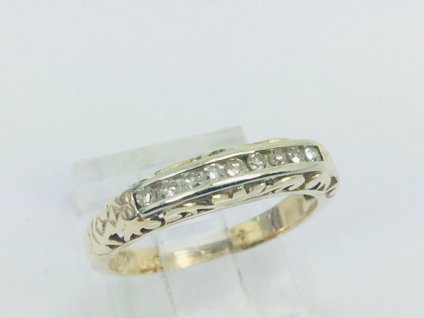 10k Yellow Gold Brilliant Cut 18pt Channel Set Diamond Ring
