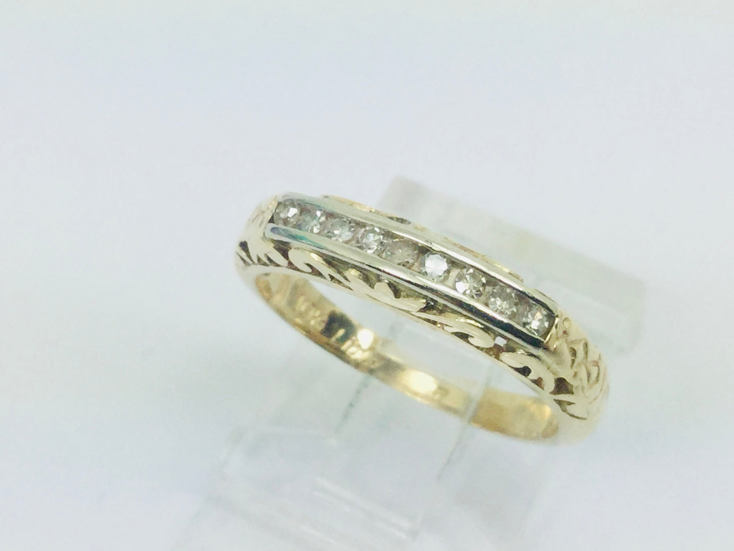 10k Yellow Gold Brilliant Cut 18pt Channel Set Diamond Ring