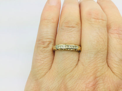 10k Yellow Gold Brilliant Cut 18pt Channel Set Diamond Ring