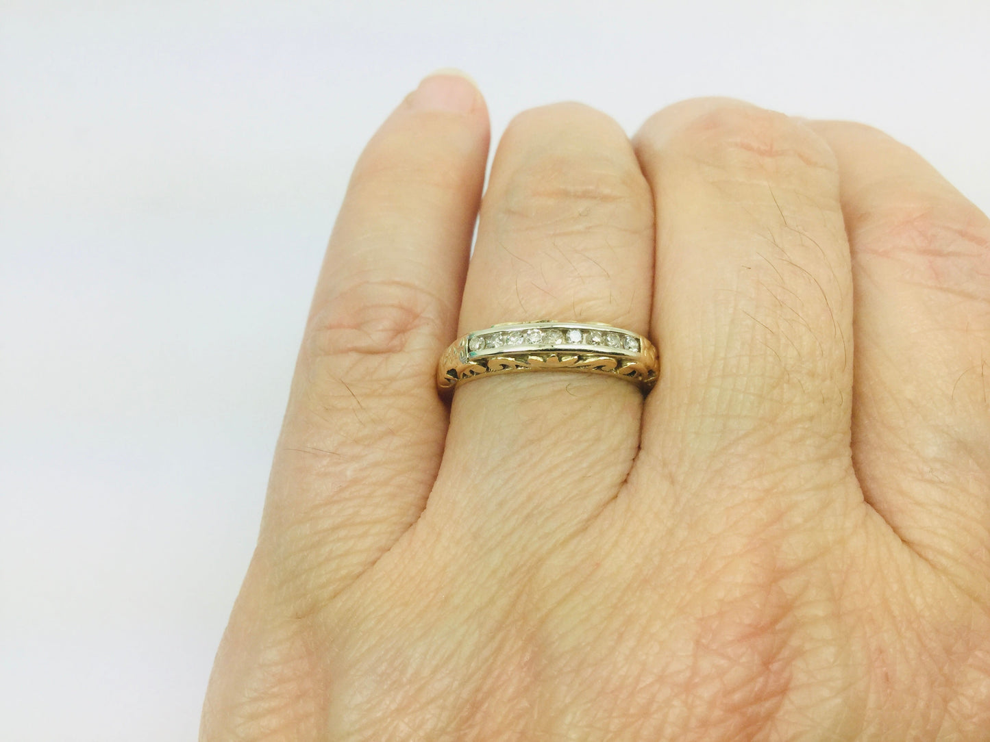 10k Yellow Gold Brilliant Cut 18pt Channel Set Diamond Ring