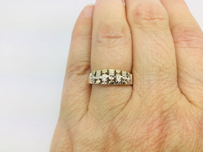 14k Yellow Gold Round Cut 7pt Diamond Abstract Ring