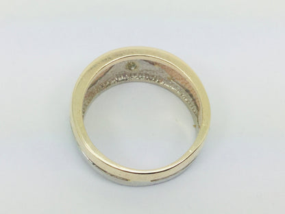 10k Yellow and White Gold Round Cut 10pt Diamond Band Ring
