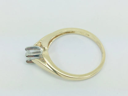 14k Yellow Gold Round Cut 0.15ct Diamond Solitaire Ring