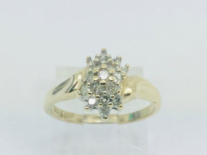 10k Yellow Gold Round Cut 34pt Diamond Cluster Ring