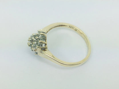 10k Yellow Gold Round Cut 34pt Diamond Cluster Ring