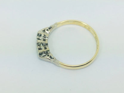 18k Yellow & White Gold Round Cut 7pt Trinity Diamond Ring