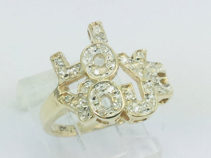 10k Yellow Gold Round Cut 15pt Diamond 'I Love You' Ring
