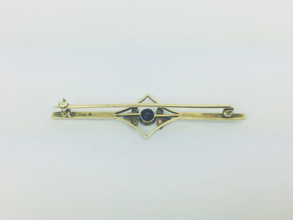 14k Yellow Gold Amethyst and Seed Pearl Vintage Brooch Pin