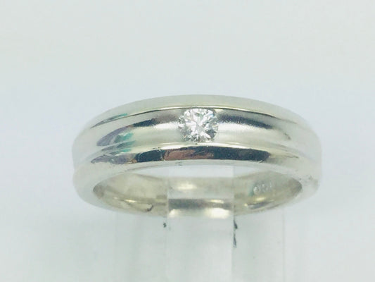 10k White Gold Round Cut 12pt Channel Set Diamond Solitaire Band Ring