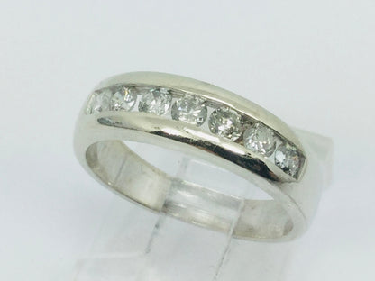 14k Yellow Gold Round Cut 42pt Channel Set Diamond Band Ring