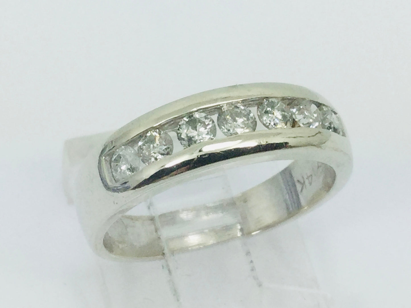 14k Yellow Gold Round Cut 42pt Channel Set Diamond Band Ring