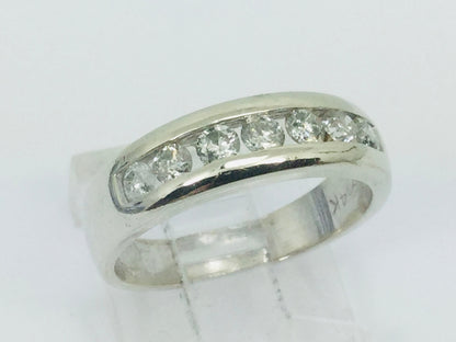 14k Yellow Gold Round Cut 42pt Channel Set Diamond Band Ring