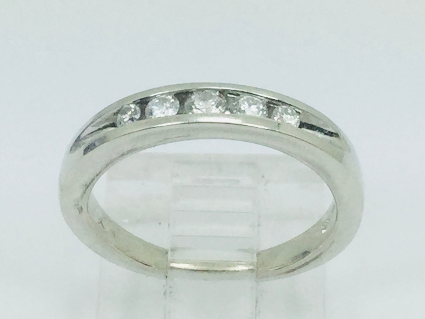 14k White Gold Round Cut 20pt Channel Set Diamond Band Ring