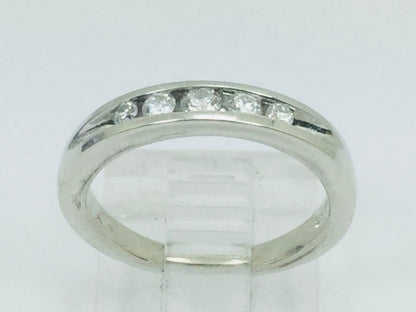 14k White Gold Round Cut 20pt Channel Set Diamond Band Ring