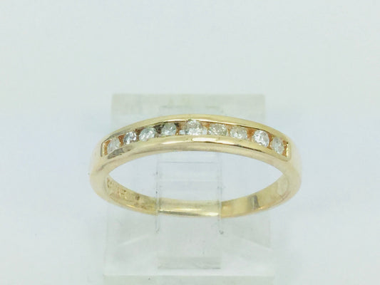 14k Yellow Gold Round Cut 14pt Channel Set Diamond Band Ring