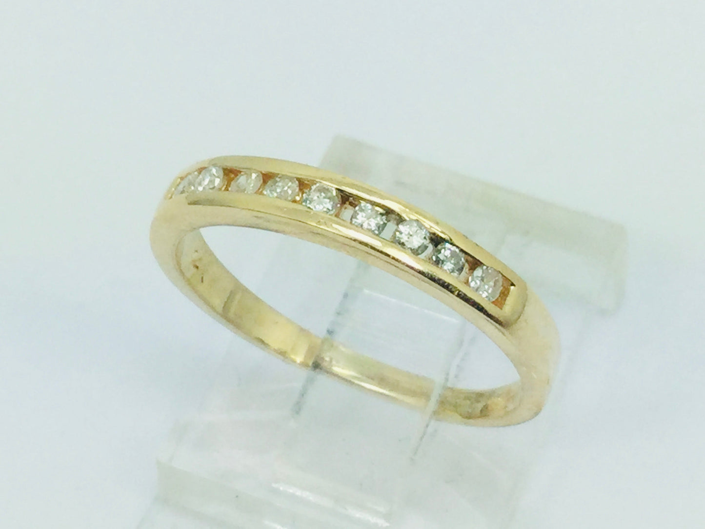 14k Yellow Gold Round Cut 14pt Channel Set Diamond Band Ring