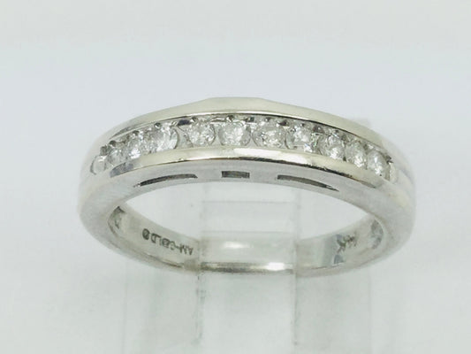 14k White Gold Brilliant Cut 20pt Channel Set Diamond Band Ring