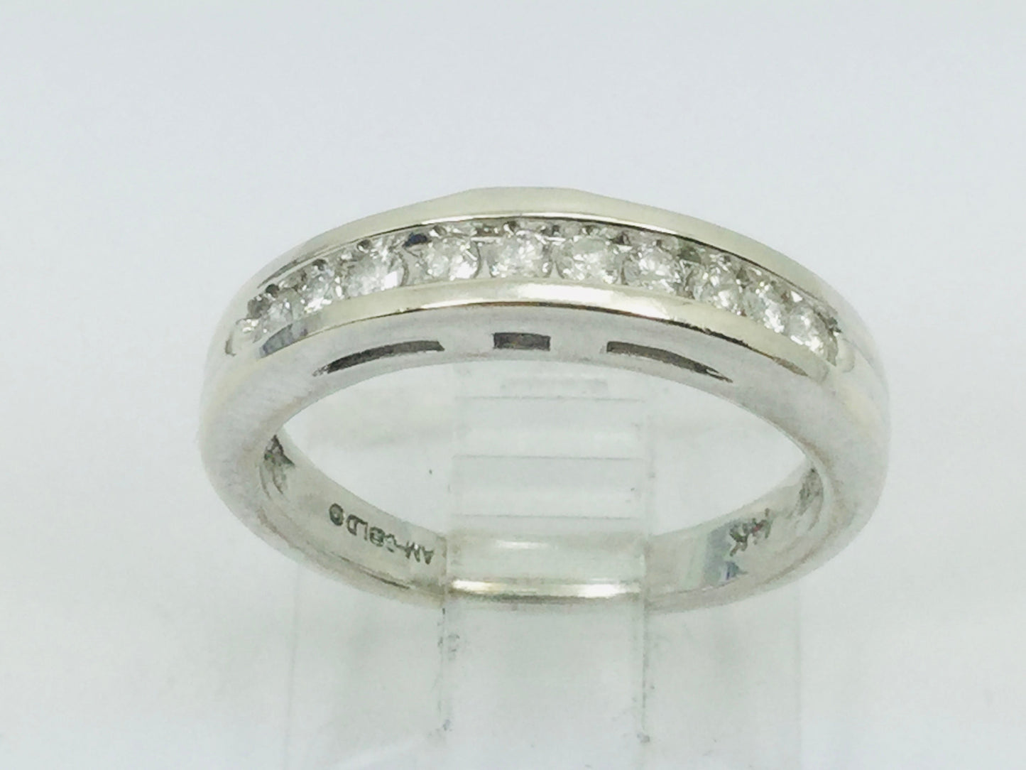 14k White Gold Brilliant Cut 20pt Channel Set Diamond Band Ring