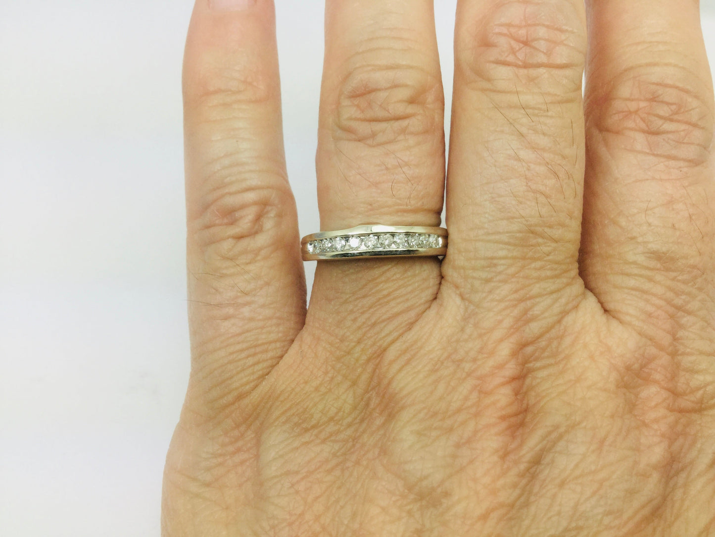 14k White Gold Brilliant Cut 20pt Channel Set Diamond Band Ring
