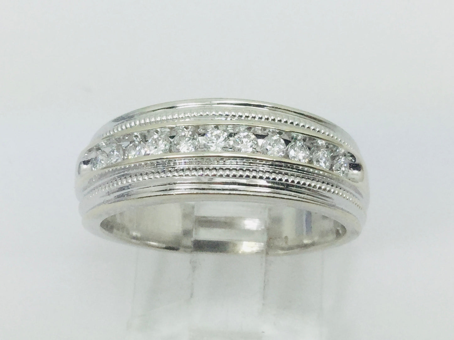 14k White Gold Round Cut 28pt Channel Set Diamond Band Ring